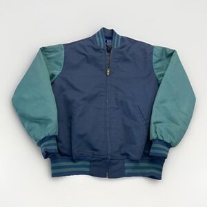 Dickies Bomber Jacket Mens L Colorblock Varsity Y2K Vintage Blue Green Quilted